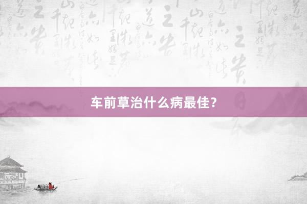 车前草治什么病最佳？
